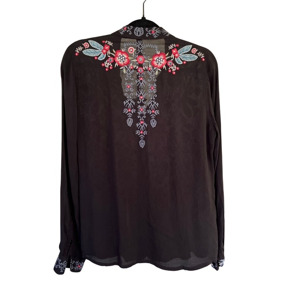 Johnny Was Black Embroidered Top size S - Picture 2 of 8